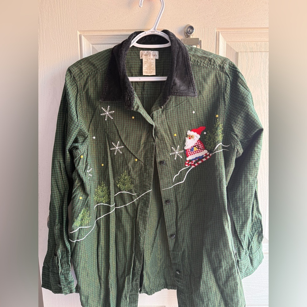 Bobbie Brooks Green and Black Striped Shirt